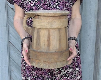 XL wooden box with unique rims Antique hamper with lid Large basket Primitive rustic decor Wooden bowl Anniversary Gift Country cottage