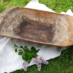 Antique bowl Wooden dough bowl Primitive antiques rustic decor Large bowl trencher Country kitchen bread bowl Farmhouse table centerpiece