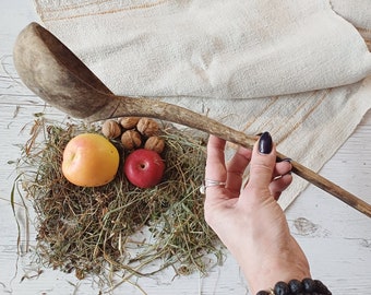 Large wooden spoon 18' Antique dipper Vintage spoon Handcarved rustic decor Antique frood prep Primitives antique kitchen photo prop