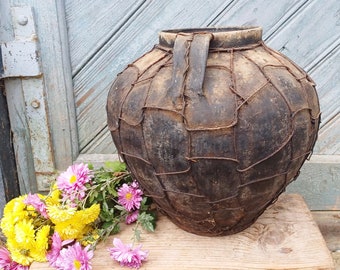 Antique clay pitcher Large ceramic crock Rustic earthenware vase Country gift idea Ancient potthery pitcher No glazed rustic pottery jug