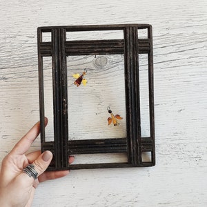 Wood frame Vintage wall frame Primitive photo frames Wooden picture frame Rustic Hand carved country decor Tribal wall art Farmhouse cottage