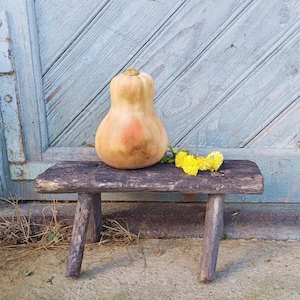 Primitive milking stool Small bench Rustic wood bench Vintage wooden chair Antique seat Farmhouse country decor Ukrainian cottage