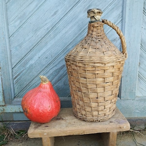Demijohn antique Large wicker bottle Wedding decorative bottle Glas jars Farmhouse antiques Rustic home decor Wrapped bottle