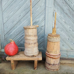 Antique butter churn Primitive country decor Antique wooden bowl Large churn Rustic home decor Farmhouse vase Wooden vessel Full kit