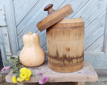 Wooden box Large Antique wood box Unique old hamper Primitive rustic decor Crafts & kitchen Anniversary Gift Country cottage storage