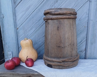 Large wooden vase Primitive antique rustic home decor  Country cottage wood vase Tall vase Farmhouse floor vase Umbrella stand holder