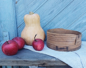 Cesta de tamiz de madera antigua primitiva 8" Sifter Country decoración de la pared Casa de campo Cabaña Pared redonda colgante Decoración rústica del hogar