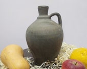 Black ceramic crock vase Primitive antique clay pitcher Vintage Rustic pot Ancient Amphora Farmhouse kitchen decor Rustic ceramic jug