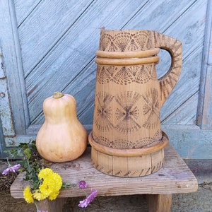 Primitive antique hamper Rustic wooden vase bucket for home decor Wood bowl Country kitchen decor Large wooden vase Farmhouse cottage