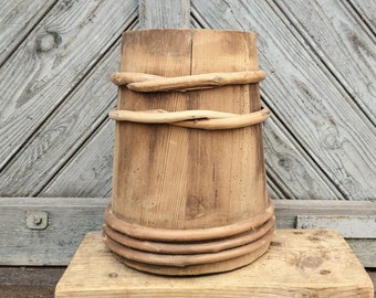 Rustic wooden vase Primitive antique kitchen decor Kitchen storage container Country table centrepiece Gift idea Kitchen photo prop