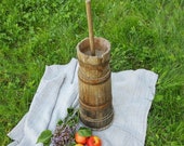 Large antique butter churn Full set for primitive decor and display Farmhouse wooden vase Rustic home decor for country kitchen and wedding