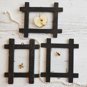 Photo frame Wooden frames Set of three Hand carved wood picture frame Rustic wall hanging Farmhouse home decor Country wall art set