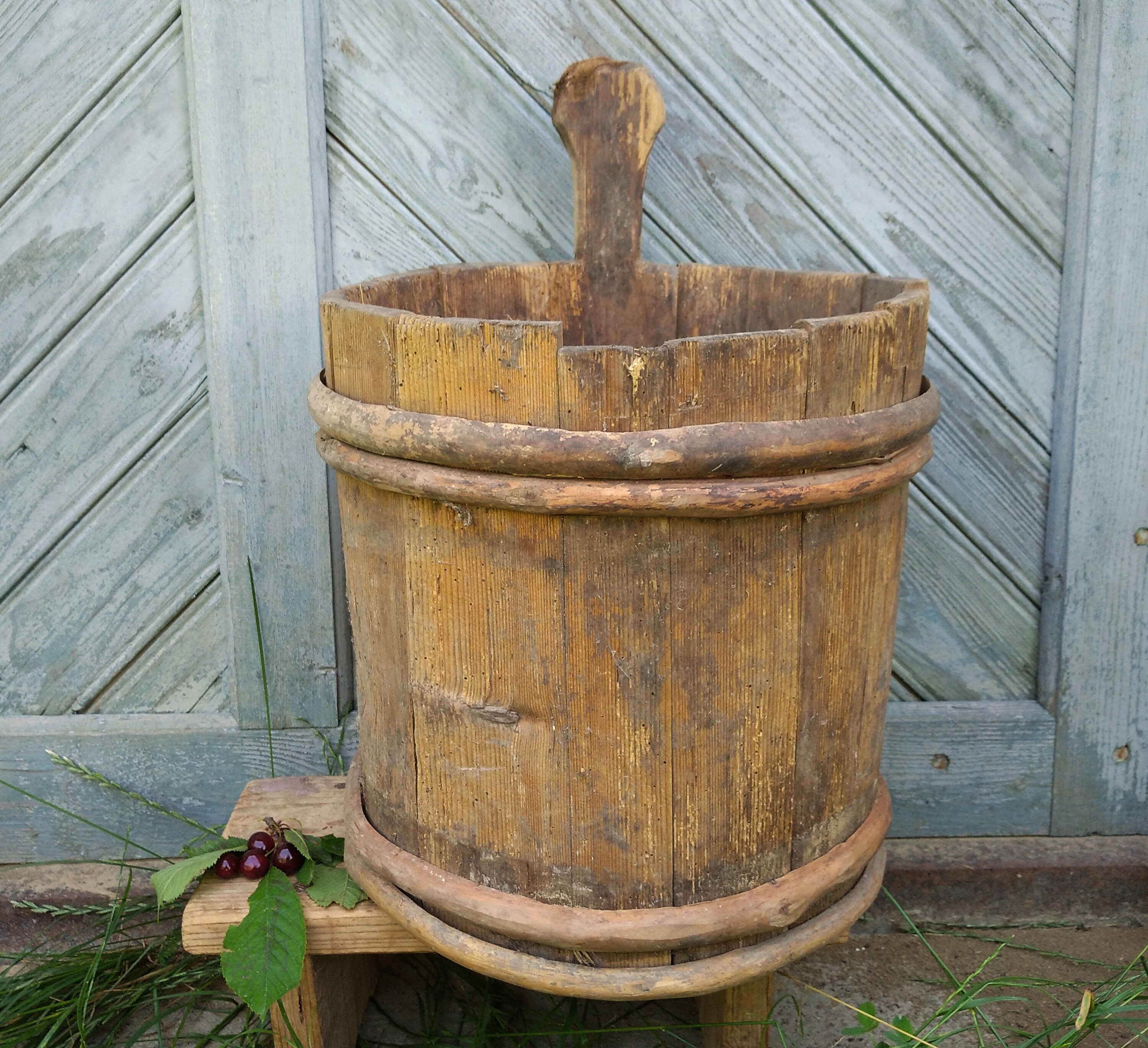Cesta de lavandería de madera antigua Tazón de madera grande | Etsy