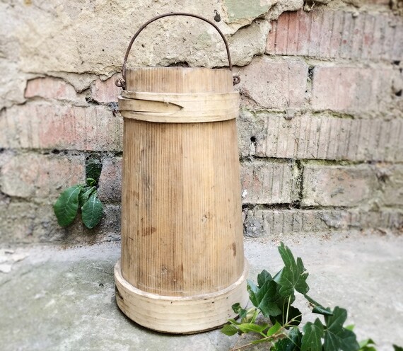 Rustic Home Decor Primitive Antique Bucket Wood Bowl Country | Etsy