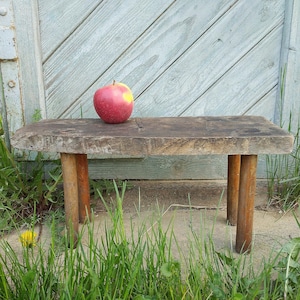 Antique Wood Stool Vintage Bench Small Wooden Seat Rustic Home Decor ...