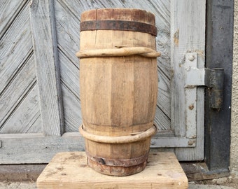 Wooden floor vase 18" Umbrella stand holder Large vase Primitive antique wood holder Vintage Tall vase Farmhouse front porch Rustic decor