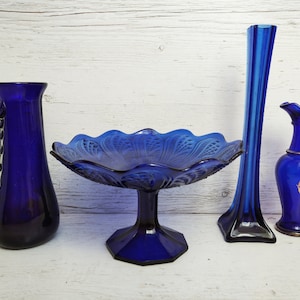 Cobalt blue vase Hand blown glass vase Vintage glassware Flover vase Electric blue Tall vase Large vases Murano Handblown PRICE PER ONE