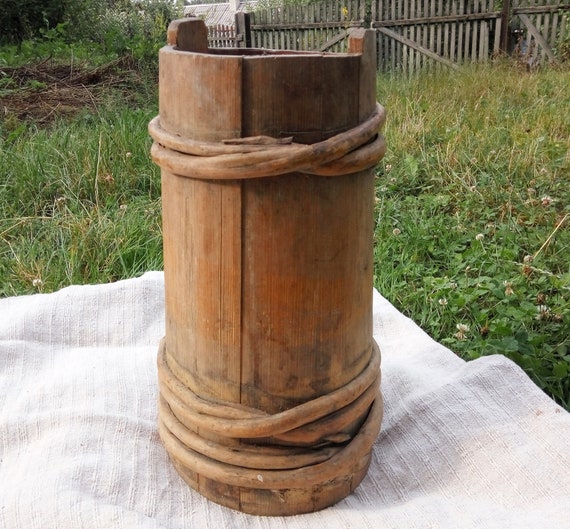 Primitive Antique Floor Vase Rustic Wooden Vase Country Tall Etsy