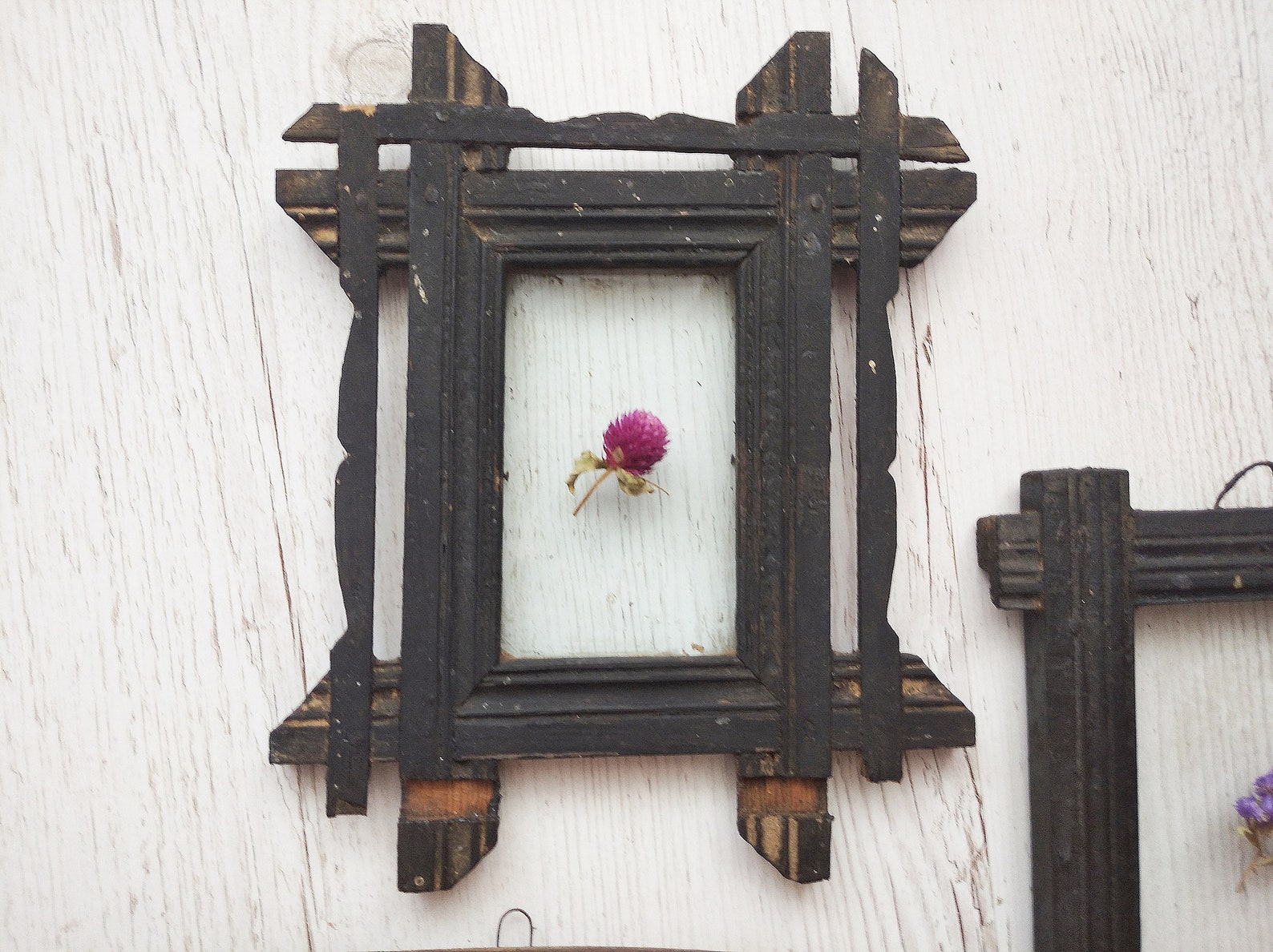 Antique Frames Set of Three Wood Photo Frame Set Primitive Etsy