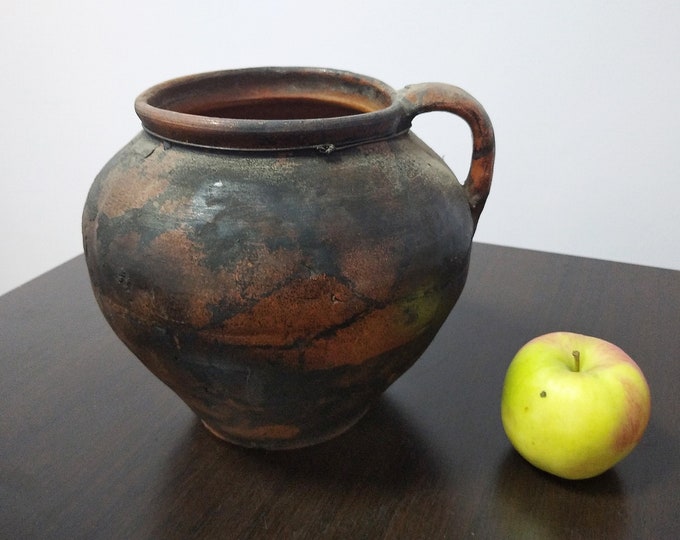 Large Antique Crock Vase Vintage Ceramic Pot Clay Vase Etsy