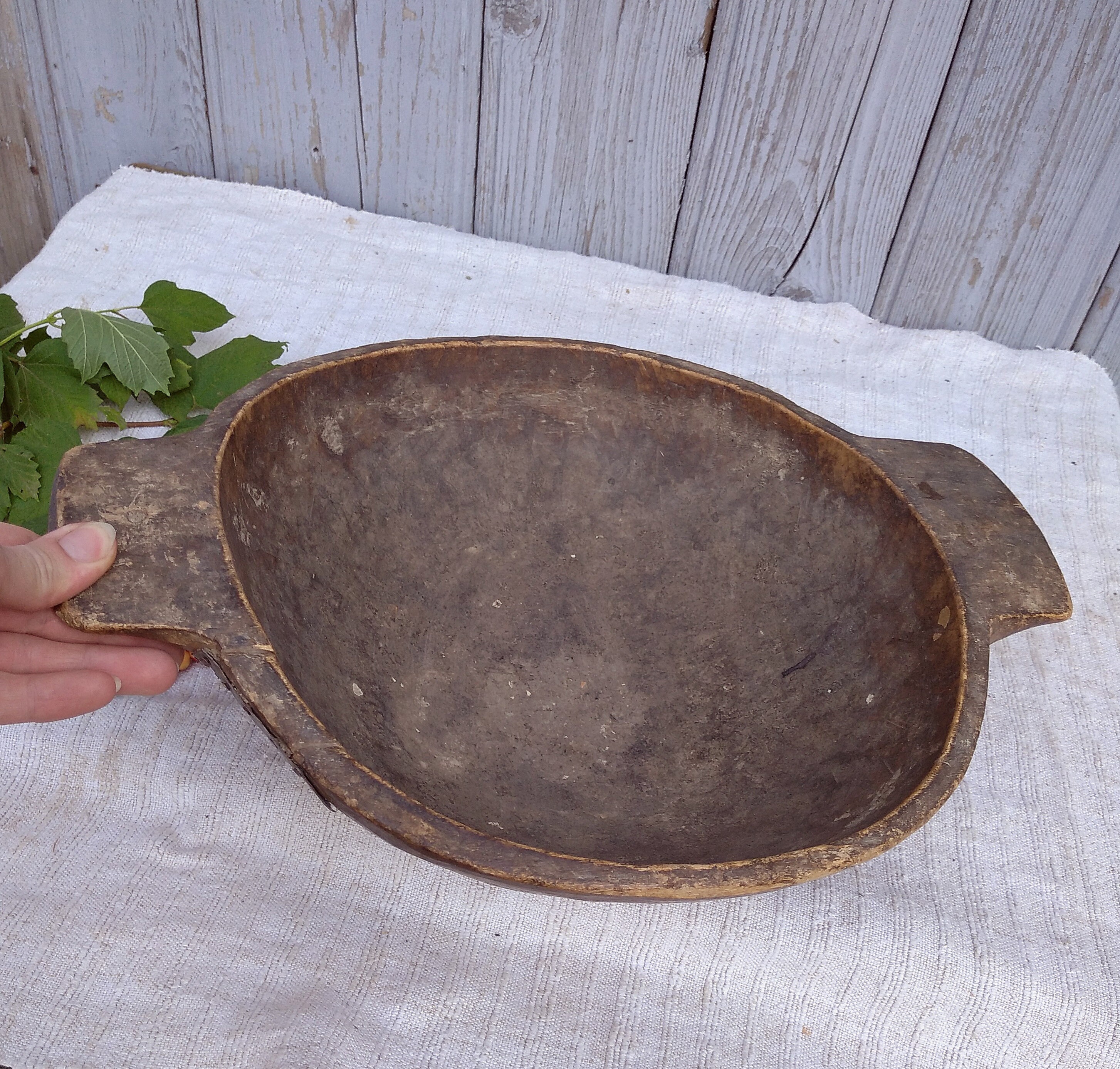 Primitive antique wooden bowl 16 Rustic home decor Large Etsy