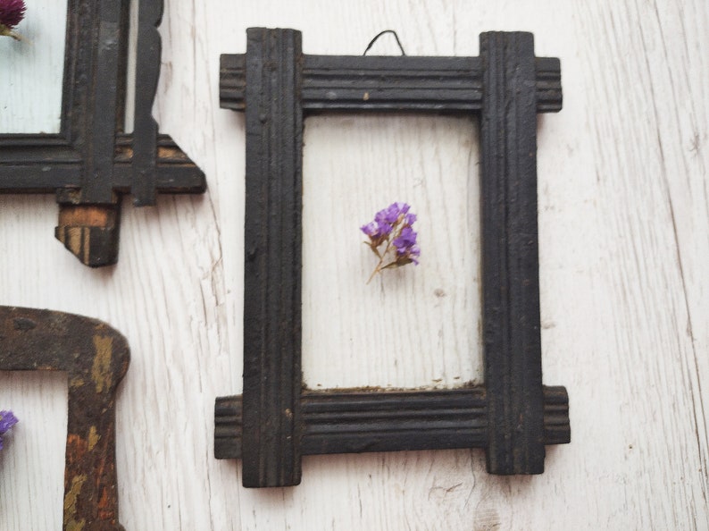 Antique Frames Set of Three Wood Photo Frame Set Primitive Etsy