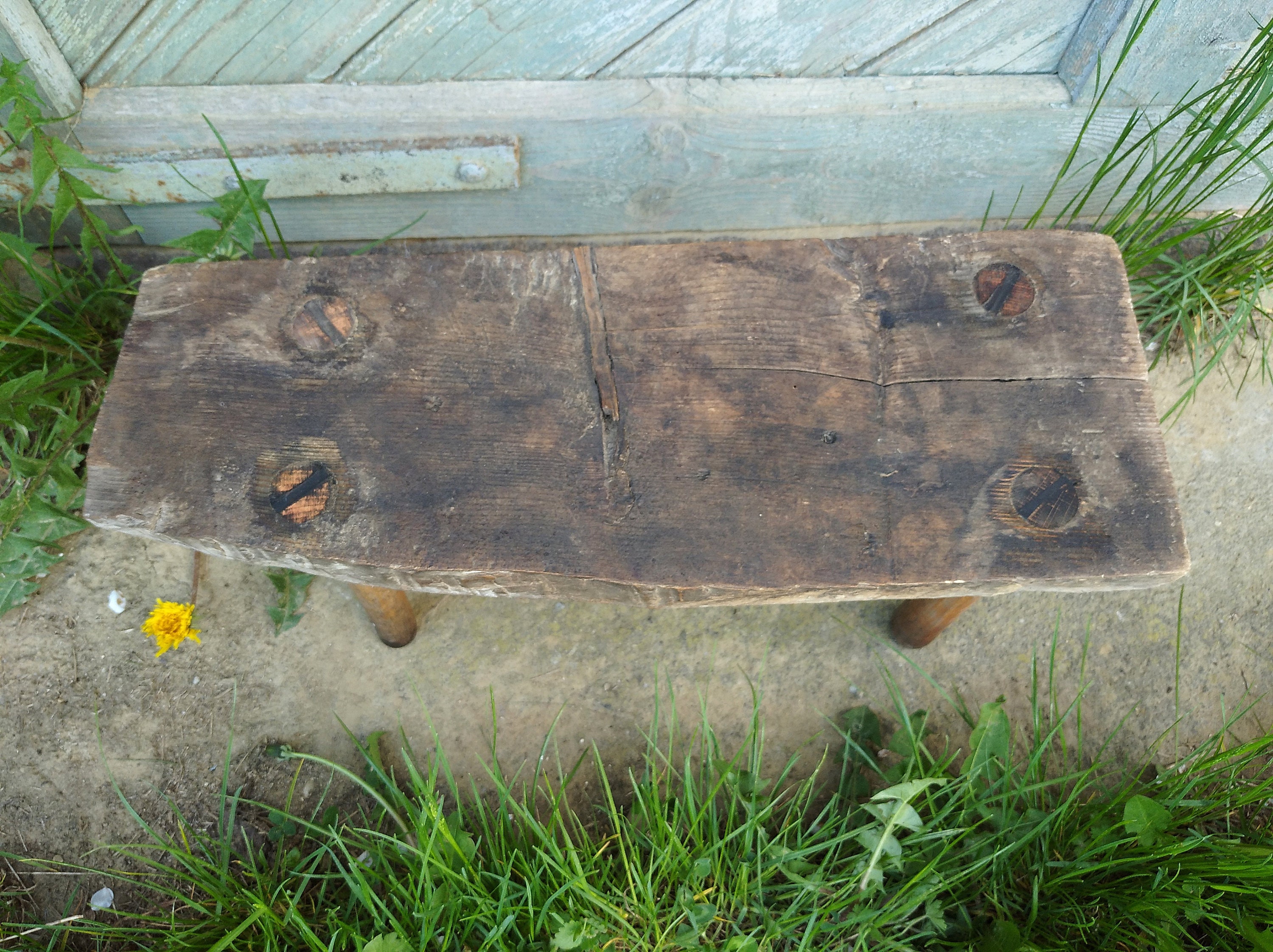 Antique Wood Stool Vintage Bench Small Wooden Seat Rustic Home Decor ...