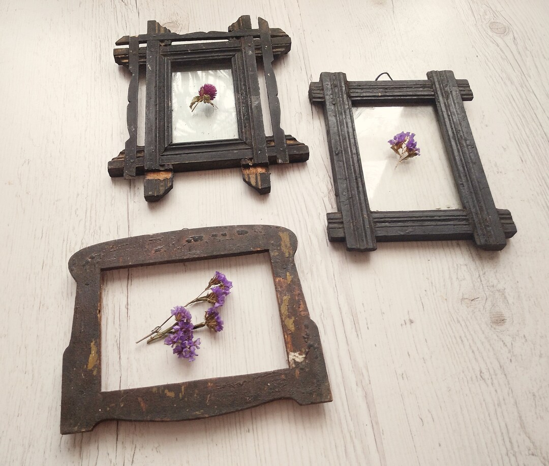 Antique Frames Set of Three Wood Photo Frame Set Primitive Photo Frames ...
