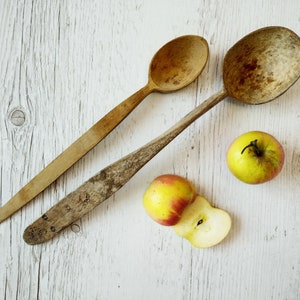 Large wooden spoons set Hand carved wood rustic kitchen decor Country cottage Shipherd&#39;s spoons Primitive antiques gift Farmhouse spoon set