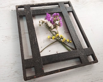 Antique wooden frame Wood picture frame 9" Old photo frame Mirror frame for primitive rustic home decor