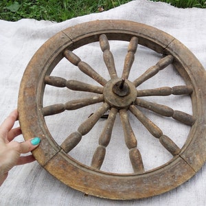 Antique wheel from spinning wheel 1900s Eco friendly wooden wall decor Rustic home decor Round wall hanging Wooden anniversary gift idea