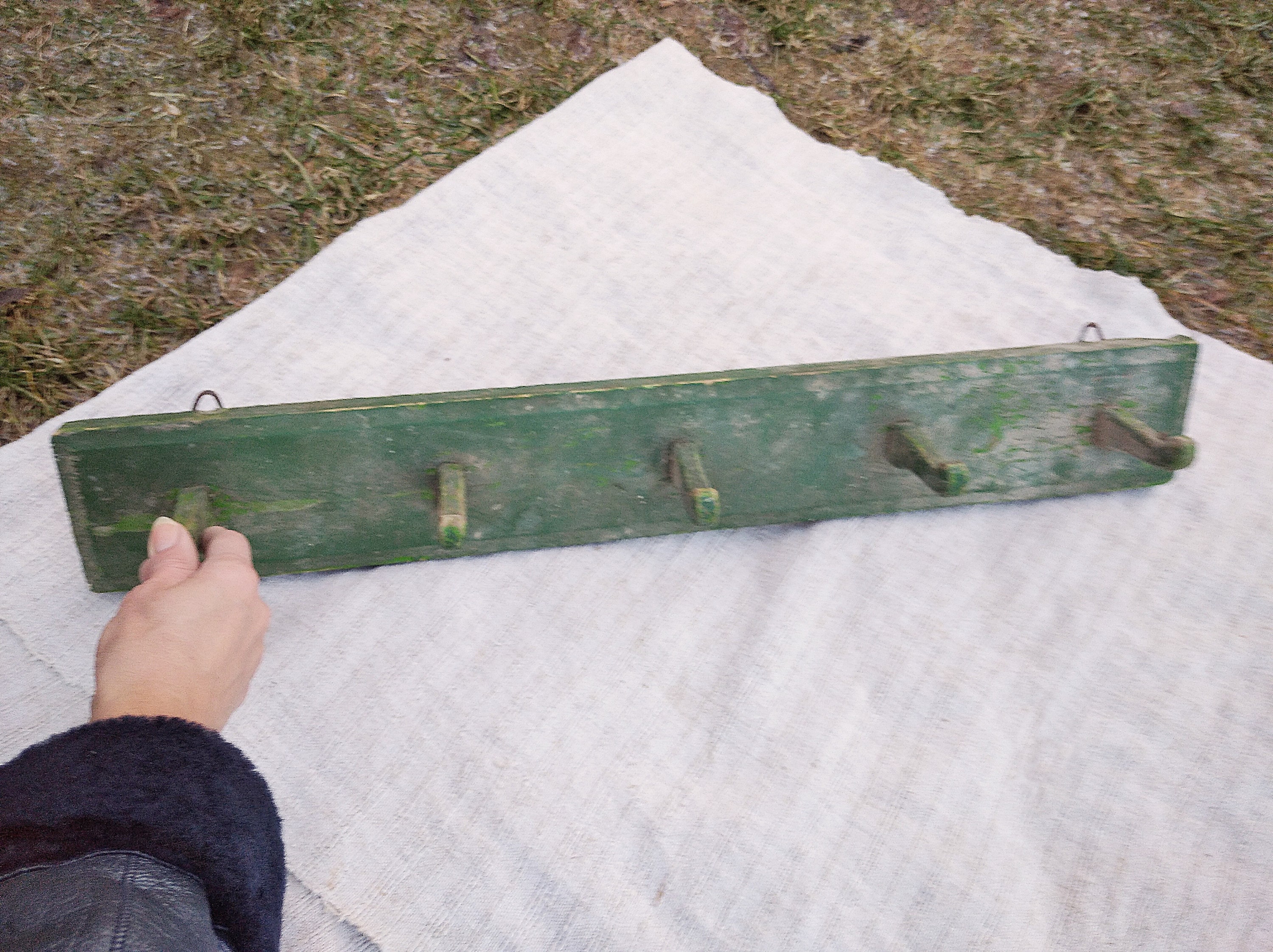 Primative Towel Racks Primitive Antique Wooden Towel Rack Rustic Wall Decor Teal Wood Rack ...