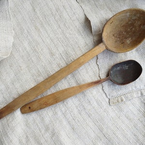 Large wooden spoons Hand carved wood rustic kitchen decor Country cottage Shipherd&#39;s spoons Primitive antiques gift Farmhouse spoon set