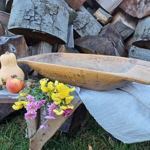 Rustic wooden dough bowl Antique bowl Wood bowl Primitives farmhouse Large bowl Eco friendly rustic decor Table centerpiece Country gift image 5