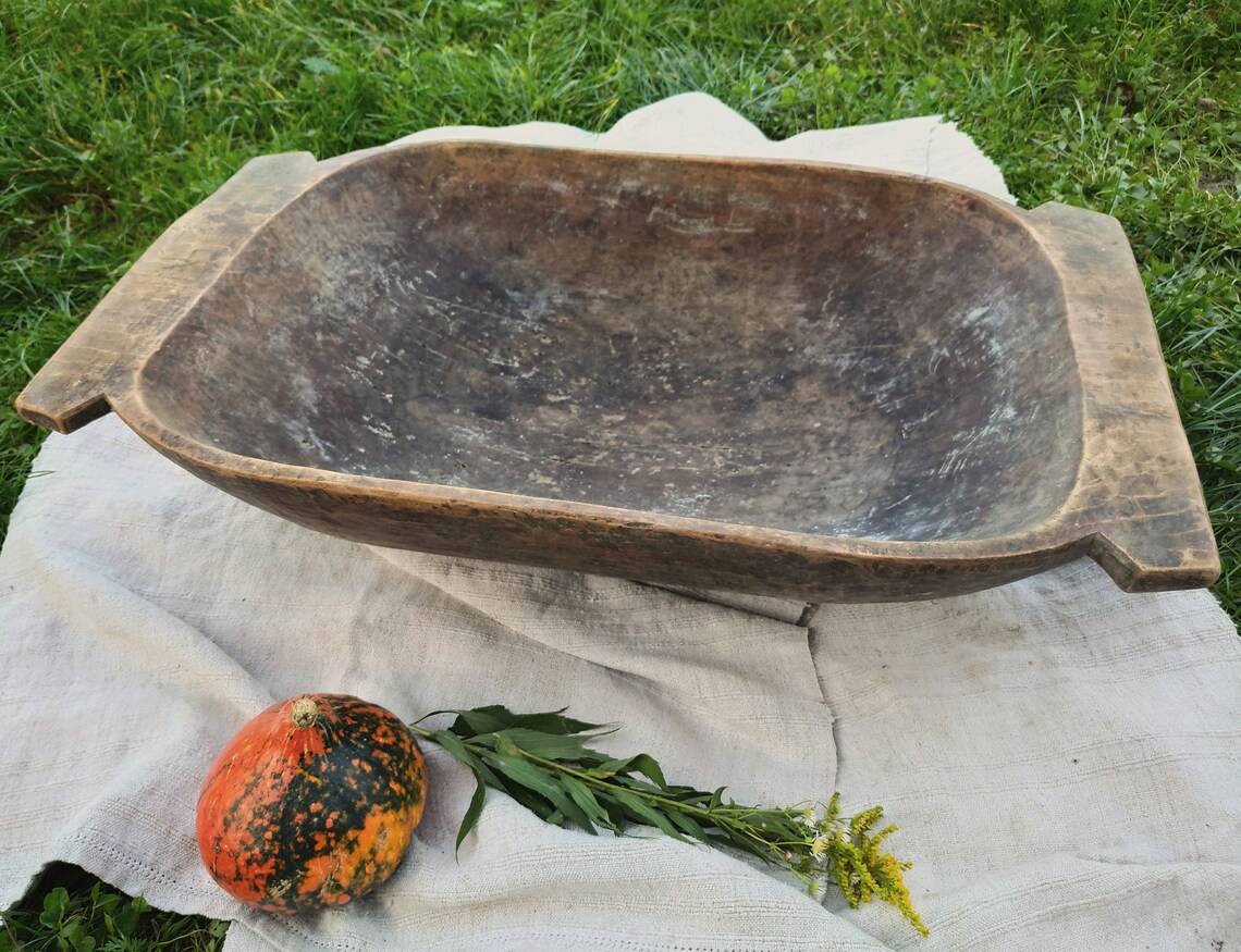 Rustic wooden dough bowl Antique bowl Wood bowl Primitives Etsy