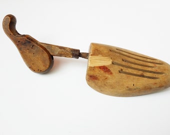 Antique wooden shoe mold or shoe form for rustic home decor or workshop decoration Antique cobbler mold Primitives antique folded shoe last