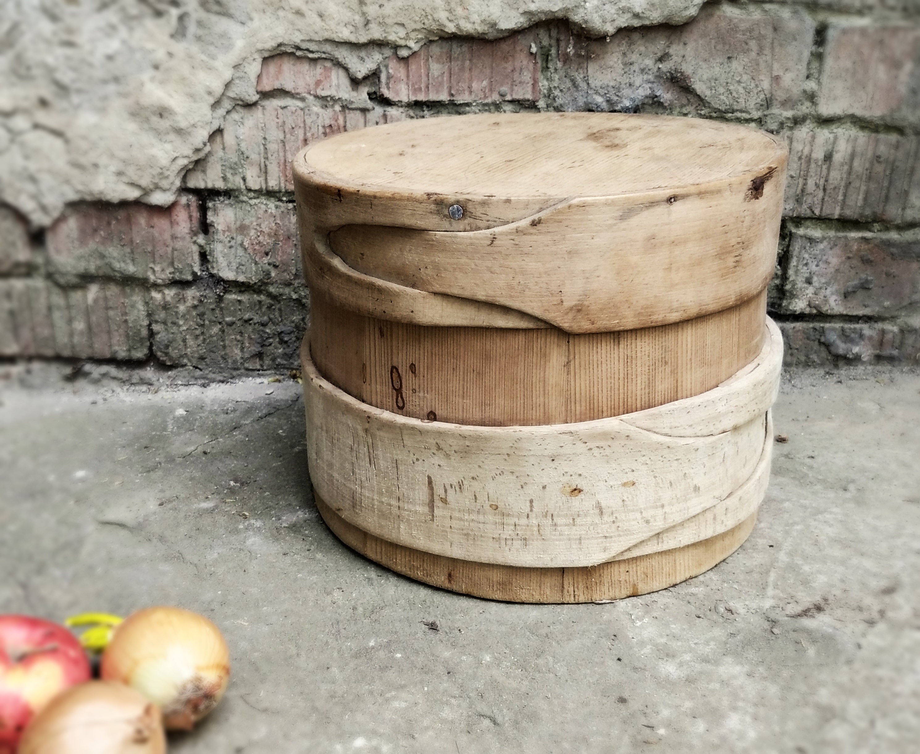 Primitive antique wooden box with lid made by unique Etsy
