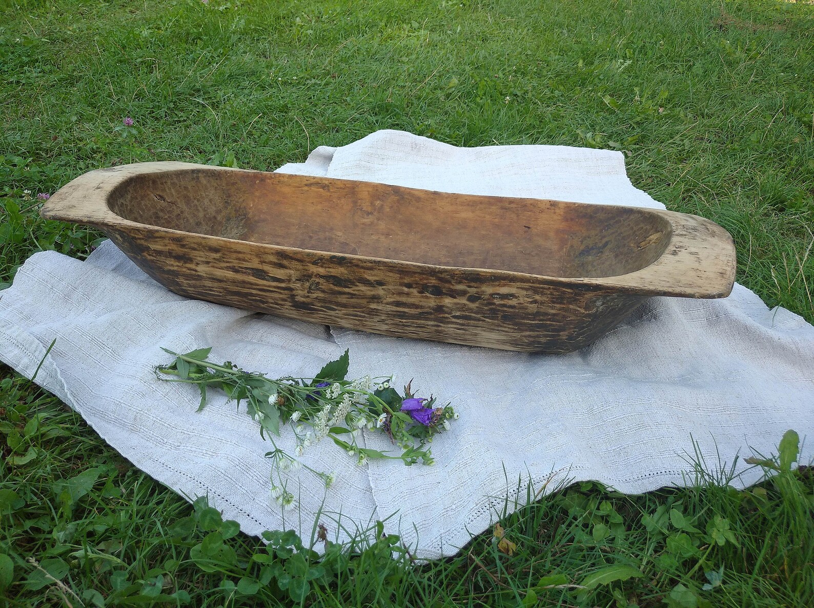 Antique Wooden Bowl Old Dough Bowl Large Bowl Primitives Etsy