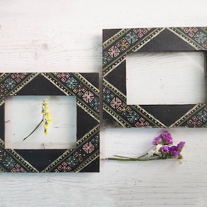Antique wooden frames Wood frames set 2 Antique picture frame Handcarved photo frame Old handmade rustic home decor Couples gift idea