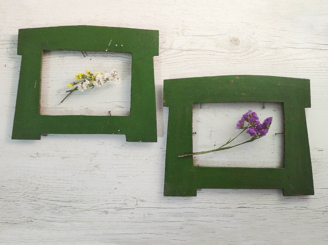 Vintage Photo Frames Set Two Wood Frame Set Large Primitive Photo ...