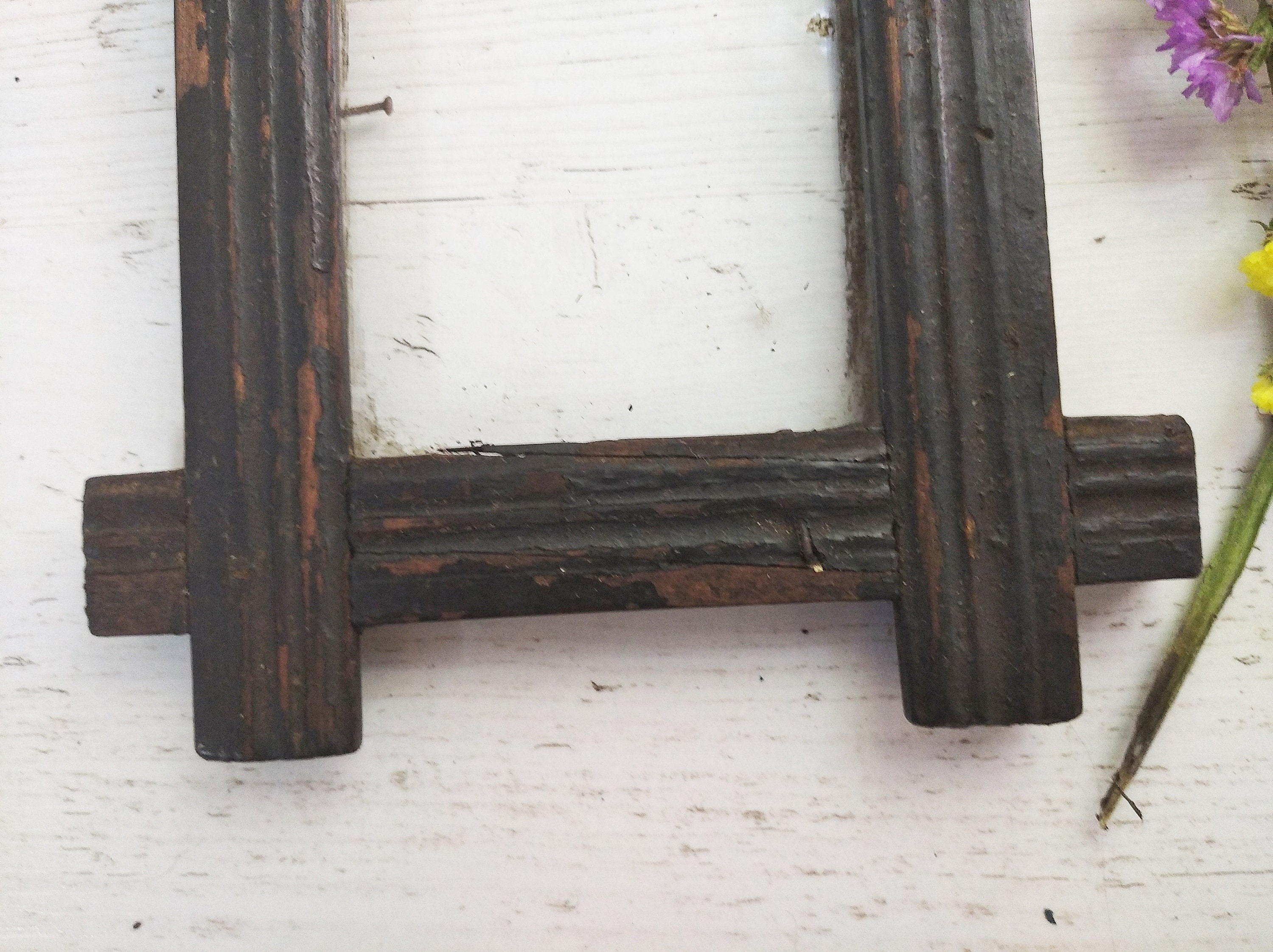 Traditional Frames Antique Wood Frame Primitive Photo Frames Rustic Wooden Decor With Hand ...