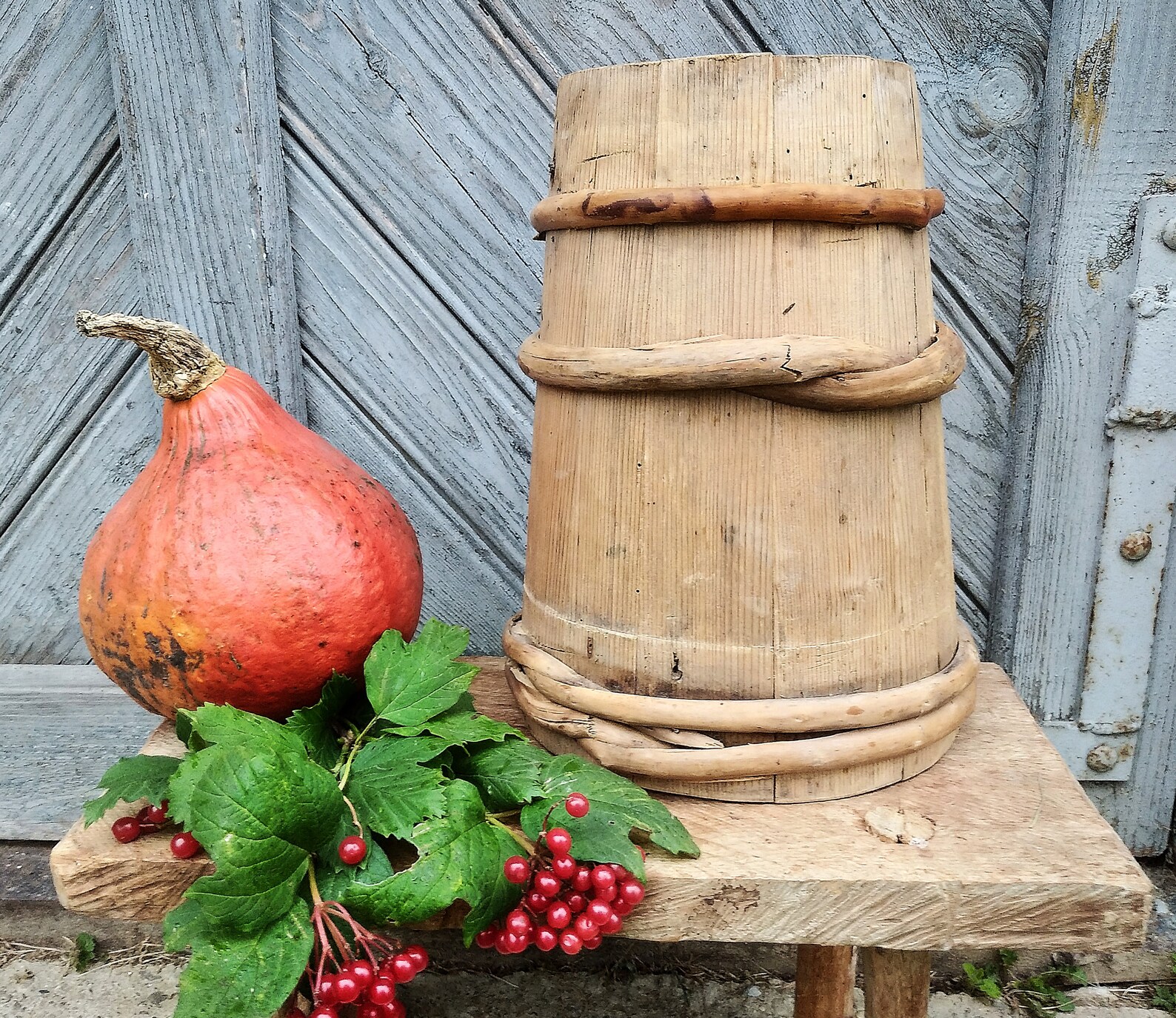 Antique Wooden Vase Old Flower Vase Rustic Kitchen Large Wood Etsy