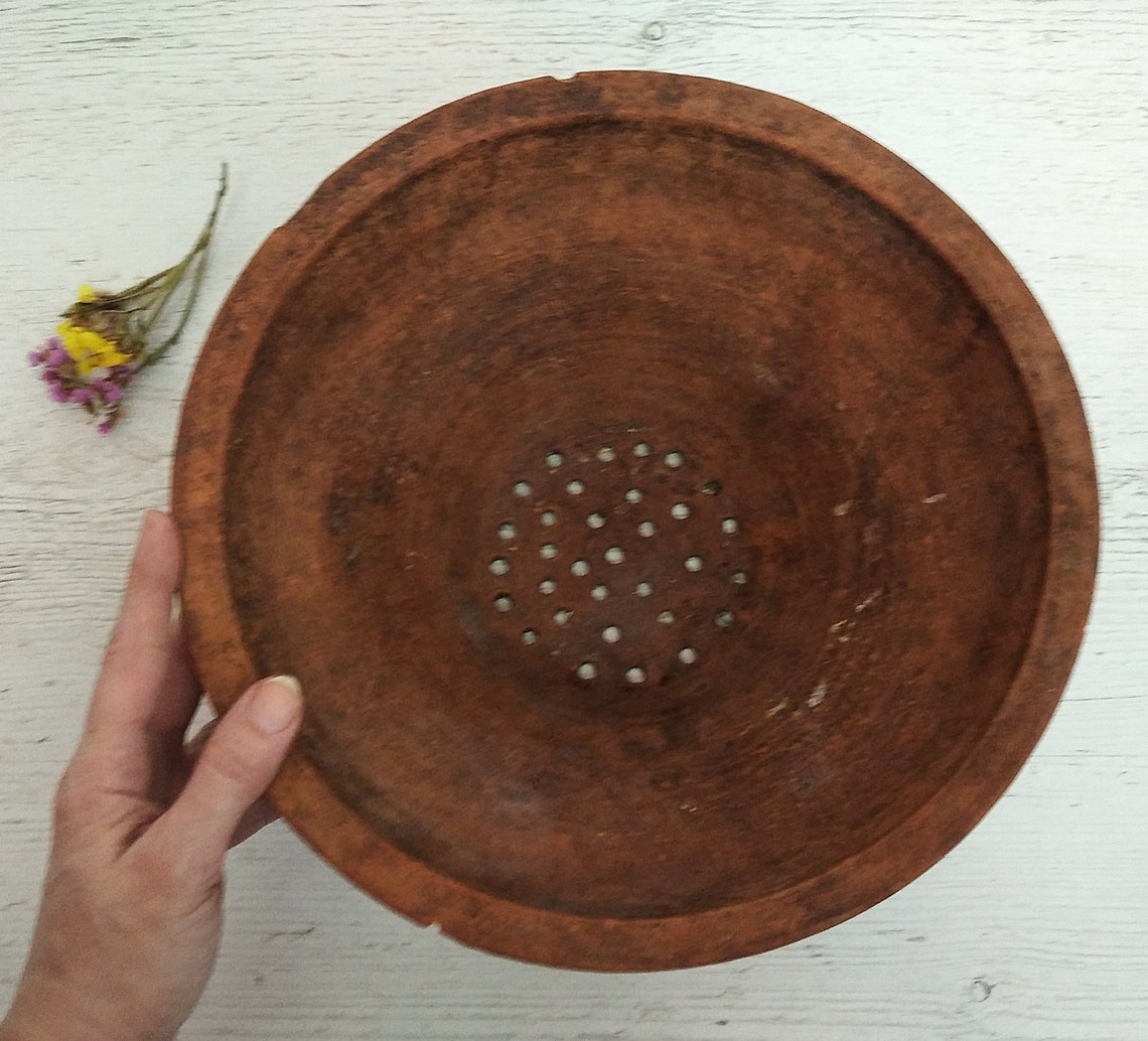 Antique strainer Ceramic clay colander Vintage pottery Etsy