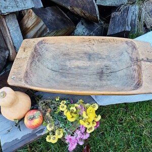 Rustic wooden dough bowl Antique bowl Wood bowl Primitives farmhouse Large bowl Eco friendly rustic decor Table centerpiece Country gift image 3