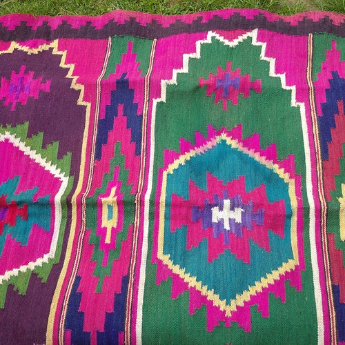 Large kilim rug Antique floor rug Bohemian rug rag shops Wool carpet Ukrainian farmhouse decor Rustic cottage area rug Gypsy decor