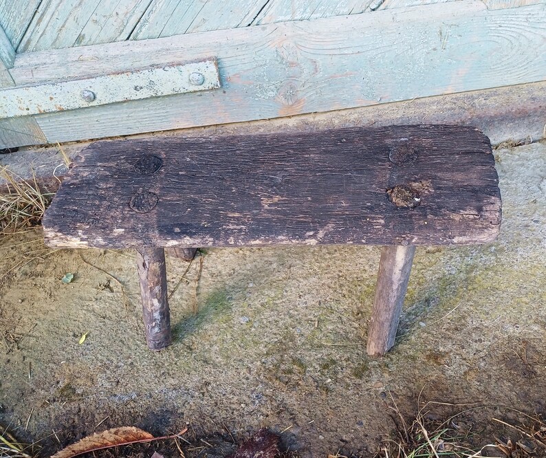 Primitive Milking Stool Small Bench Rustic Wood Bench Vintage Wooden ...