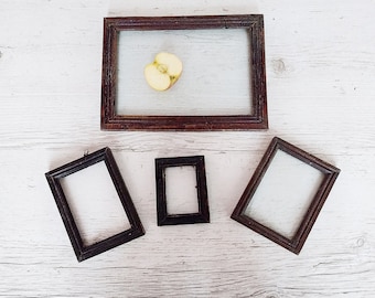 Wooden frames set Antique wood photo frame Large primitive picture frames Rustic home decor Country wall decor Farmhouse cottage antiques