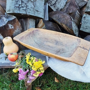 Rustic wooden dough bowl Antique bowl Wood bowl Primitives farmhouse Large bowl Eco friendly rustic decor Table centerpiece Country gift image 1