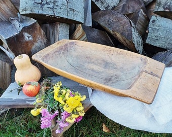 Rustic wooden dough bowl Antique bowl Wood bowl Primitives farmhouse Large bowl Eco friendly rustic decor Table centerpiece Country gift