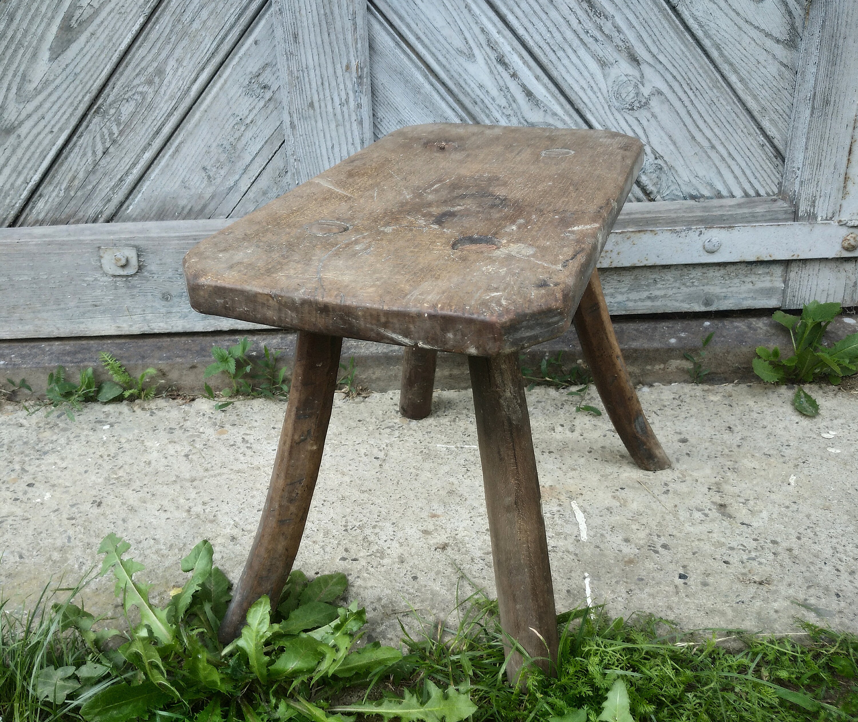 Antique wood stool Vintage bench Small wooden seat Rustic home Etsy